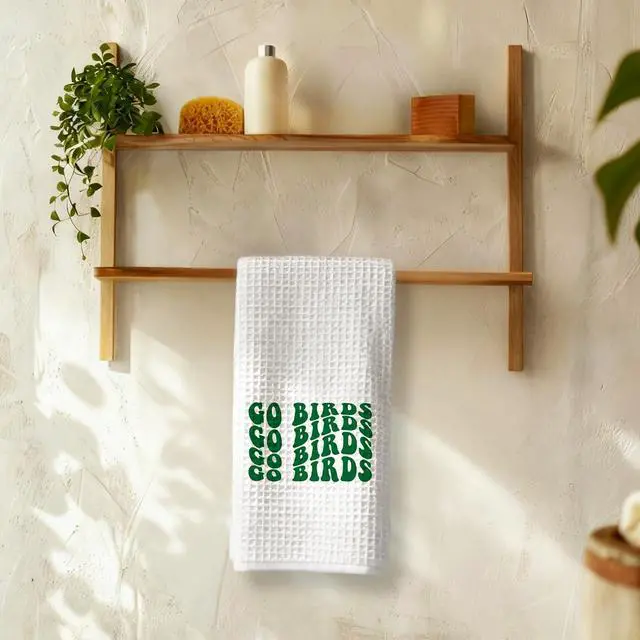 Alt view image 6 of 7 - Kelly Green Go Birds Football Kitchen Towels, Football Lover Player Fan Gifts Decorative Hand Tea Towels for Bathroom, Sport Fan Gifts Dish Towel Dishcloth, 16x24 Inch