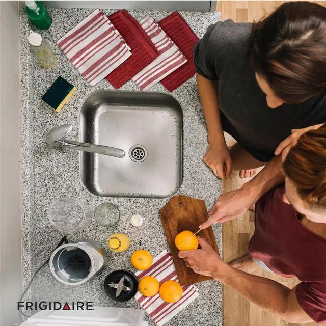 Alt view image 3 of 4 - Frigidaire Claire 100% Cotton Dish Clothes,12" x 12", Solid and Stripe Print, Machine Washable, Red,4-Pack