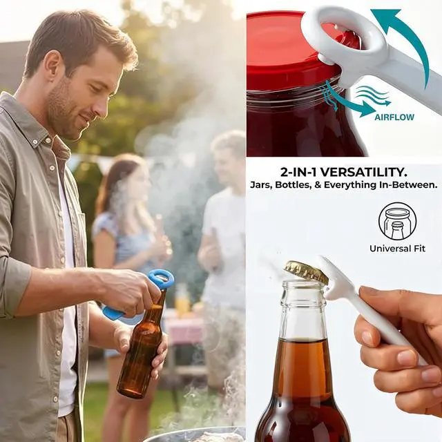 Alt view image 3 of 7 - 6-Pack Jar Key Lid Opener for Weak Hands & Seniors, Crown Bottle Opener | Vacuum Seal Popper with Long Easy-Grip Handle for Jar Lids & Crown Caps, Kitchen Prep, Picnics, Parties and Everyday Use