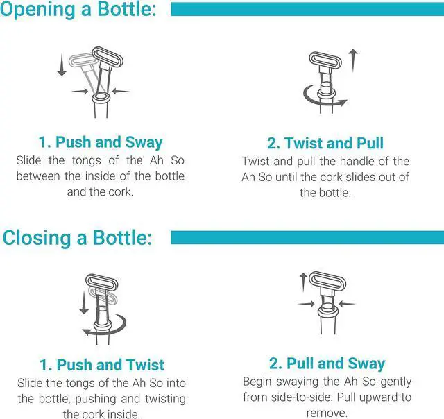 Alt view image 6 of 7 - Belwares Ah So Wine Opener Cork Puller, Wine Bottle Opener for Old Corks | Stainless Steel Wine Tool and Cork Opener for Wine Bottles, 2 Bonus Silicone Stoppers, No Twisting or Drilling