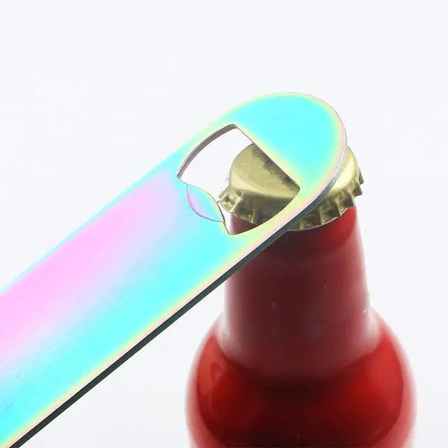 Alt view image 5 of 5 - Funny Rainbow Colors Stainless Steel Flat Bottle Opener, Simple and Effective Bottle Openers flat bottle opener bartender Joke Gifts For Friend Boyfriend Men Drinking Lovers Girls