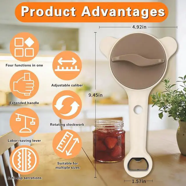 Alt view image 6 of 7 - Jar Opener for Seniors Non-Slip Multi Lid Opener | Opens jars, bottles and lids with less effort Adjustable design fits multiple lid sizes Ideal for seniors and weak hands