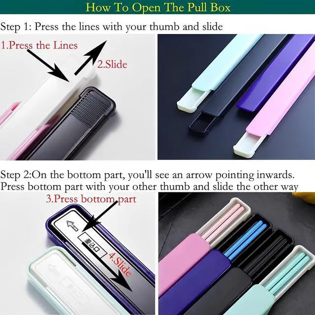 Alt view image 6 of 7 - Portable Reusable Stainless Steel Chopsticks with Case, Black Blue,9 | 18/8 Stainless Steel,Metal,Black Blue For Travel,Camping,Bento Box, Alternative to Wooden/Plastic Chopstick