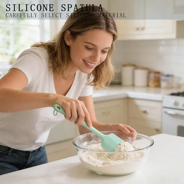 Alt view image 6 of 7 - 600ºF Heat Resistant Large Silicone Spatula 11.3" Rubber spatula | 2 Pack Silicone Spatula Set for Baking,Scraping,Mixing Nonstick Cookware Safe Flexible Utensil for Cooking