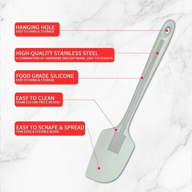 Alt view image 7 of 7 - 600ºF Heat Resistant Large Silicone Spatula 11.3" Rubber spatula | 2 Pack Silicone Spatula Set for Baking,Scraping,Mixing Nonstick Cookware Safe Flexible Utensil for Cooking