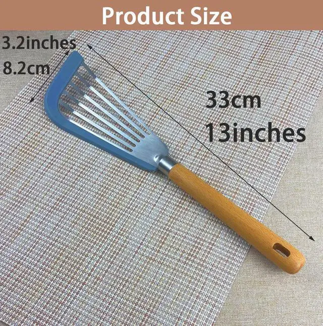 Alt view image 4 of 7 - KLAQQED Fish Spatula Set for Nonstick Cookware Flexible Metal Fish Spatula Stainless Steel Small Fish Slotted Spatula Turner with Wood Handle