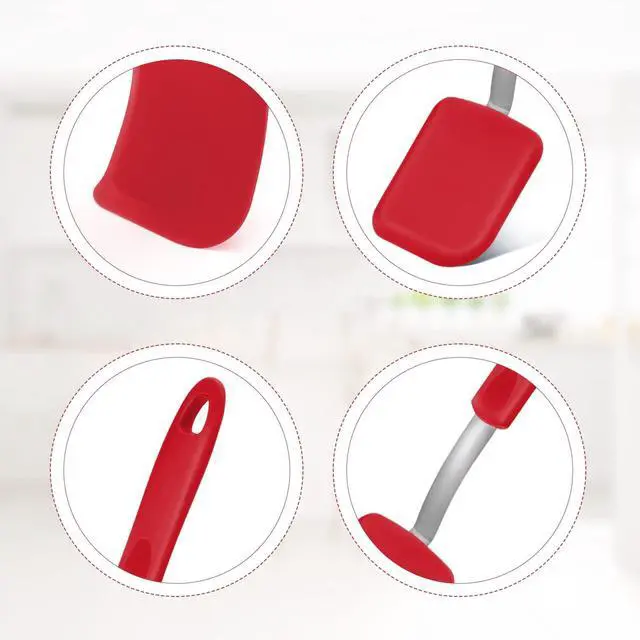 Alt view image 3 of 6 - 2pcs Small Silicone Spatula, Mini Silicone Spatula Turner Heat-Resistant Scratch Flipper Baking Utensil for Fish, Eggs, Pancakes, Wok (Black, Red)
