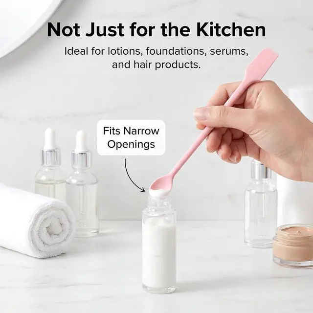 Alt view image 2 of 4 - cobee 4Pcs Mini Silicone Spatulas, Long Dual-end Silicone Scraper, Multifunctional Small Scrapers Jar Scraper Spatula, Makeup Spatula Stirrer for Jam, Lotion, Narrow Thin Bottles
