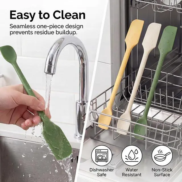 Alt view image 3 of 4 - cobee 4Pcs Mini Silicone Spatulas, Long Dual-end Silicone Scraper, Multifunctional Small Scrapers Jar Scraper Spatula, Makeup Spatula Stirrer for Jam, Lotion, Narrow Thin Bottles