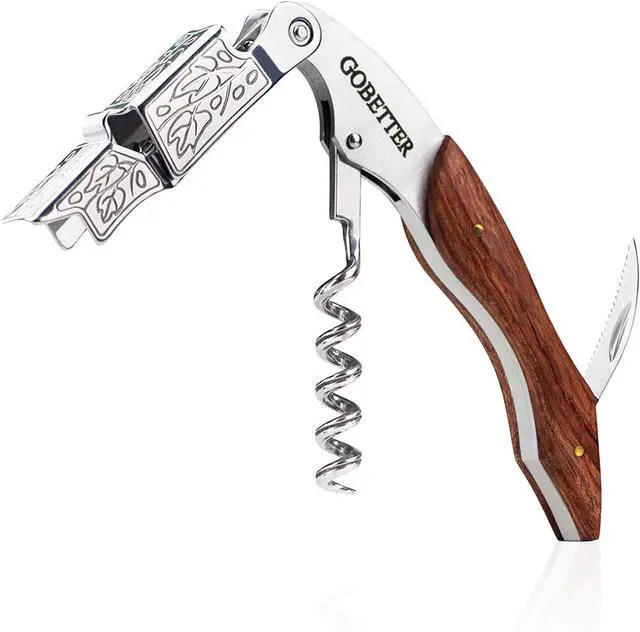 Main image of Wine Opener, Waiter Corkscrew Wine Key for Servers, Classic Rosewood | Stainless Steel, Wine Bottle Opener with Foil Cutter & Cap Remover for Home Use, Servers, Waiters Bartenders and Wine Lovers