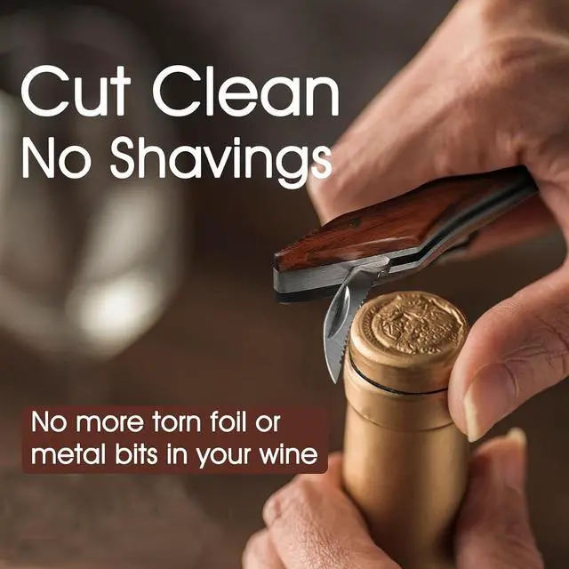 Alt view image 6 of 7 - Wine Opener, Waiter Corkscrew Wine Key for Servers, Classic Rosewood | Stainless Steel, Wine Bottle Opener with Foil Cutter & Cap Remover for Home Use, Servers, Waiters Bartenders and Wine Lovers