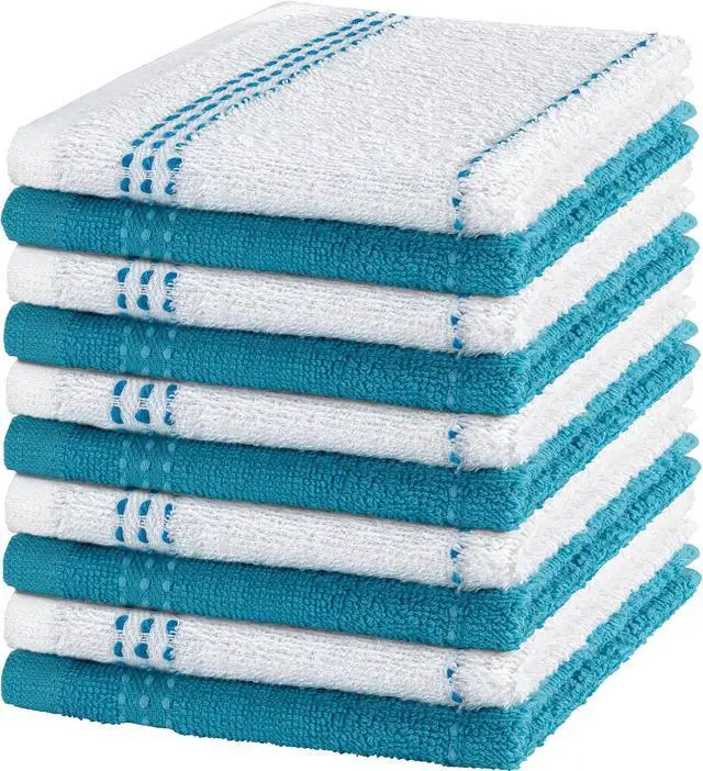 Main image of DecorRack 100% Cotton Washcloths 12x12 in, Blue Set (10 Pack)