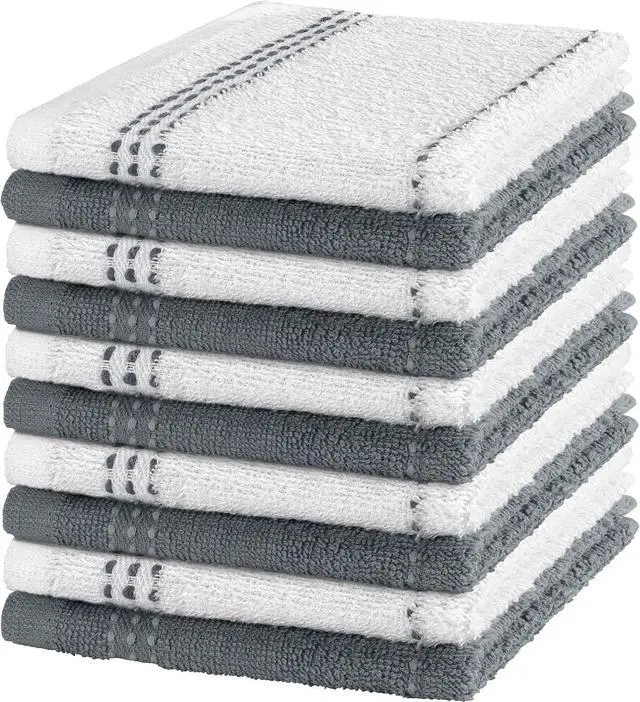 Alt view image 4 of 7 - DecorRack 100% Cotton Washcloths 12x12 in, Blue Set (10 Pack)