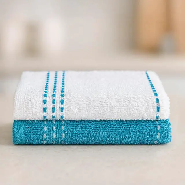 Alt view image 6 of 7 - DecorRack 100% Cotton Washcloths 12x12 in, Blue Set (10 Pack)