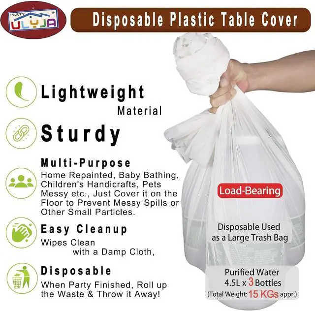 Alt view image 4 of 7 - PARTY ULYJA Teal Tablecloths Plastic 3-Pack Premium 54 Inches x 108 Inches Disposable Table Covers Decorative Table Cloths for Rectangle Tables