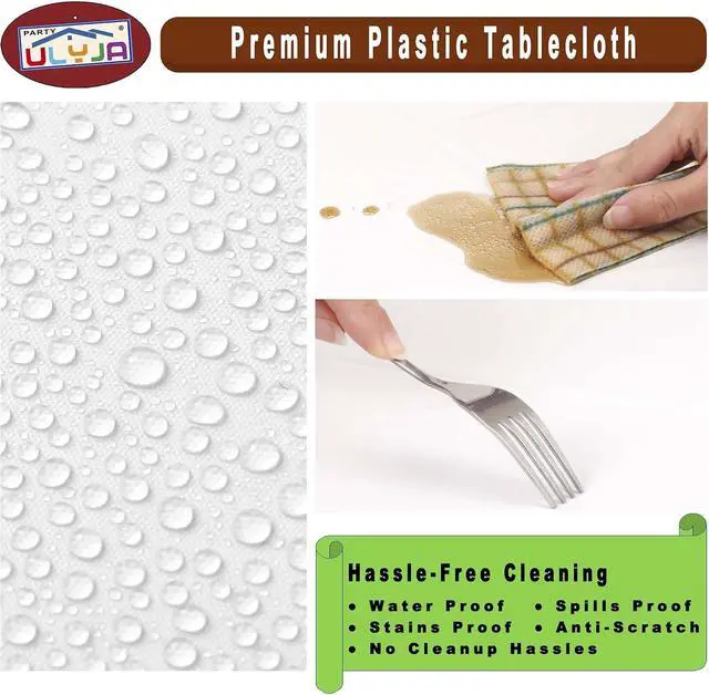 Alt view image 3 of 7 - PARTY ULYJA Teal Tablecloths Plastic 3-Pack Premium 54 Inches x 108 Inches Disposable Table Covers Decorative Table Cloths for Rectangle Tables