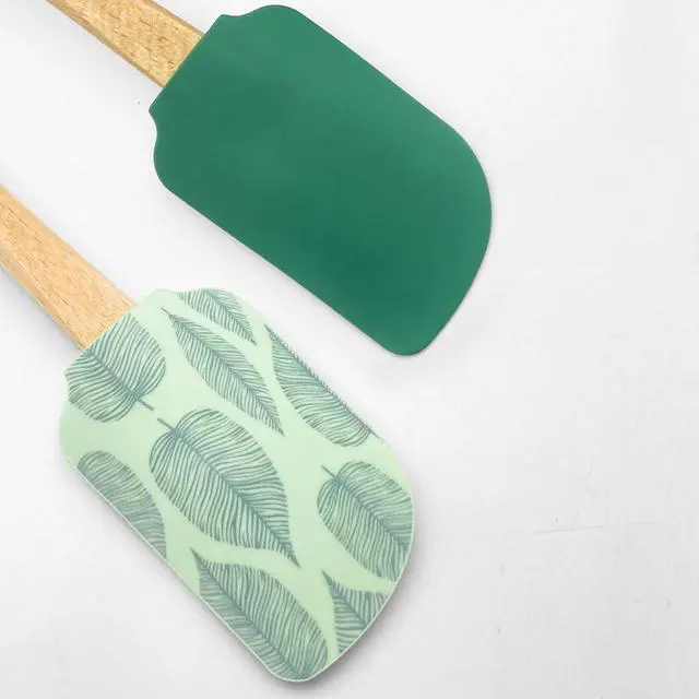 Alt view image 3 of 7 - Silicone Spatula Set 2-Piece Wooden Handle Spatulas for Baking, Cooking & Mixing Non-Stick Kitchen Utensil Set(green)