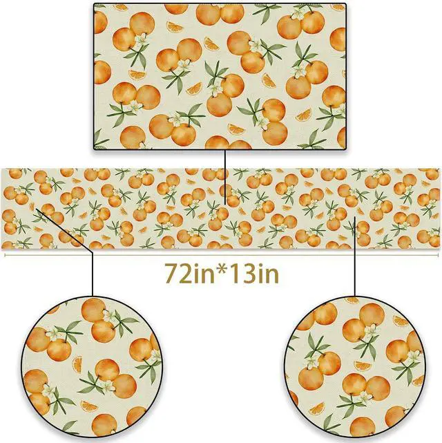 Alt view image 2 of 6 - Pudodo Orange Citrus Table Runner Little Cutie Themed Birthday Baby Shower Spring Summer Party Kitchen Dining Home Decoration (13" x 72")