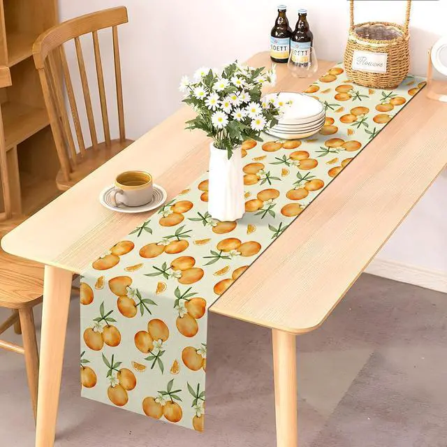 Alt view image 3 of 6 - Pudodo Orange Citrus Table Runner Little Cutie Themed Birthday Baby Shower Spring Summer Party Kitchen Dining Home Decoration (13" x 72")