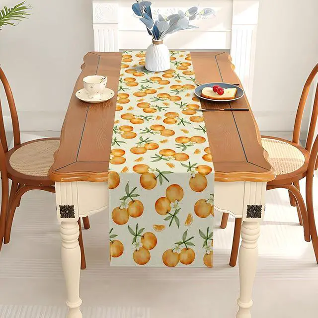 Alt view image 4 of 6 - Pudodo Orange Citrus Table Runner Little Cutie Themed Birthday Baby Shower Spring Summer Party Kitchen Dining Home Decoration (13" x 72")