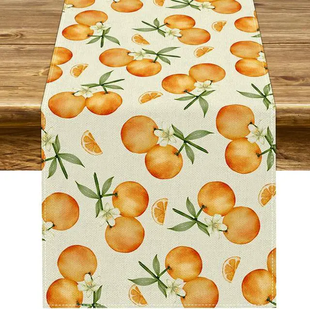 Main image of Pudodo Orange Citrus Table Runner Little Cutie Themed Birthday Baby Shower Spring Summer Party Kitchen Dining Home Decoration (13" x 72")