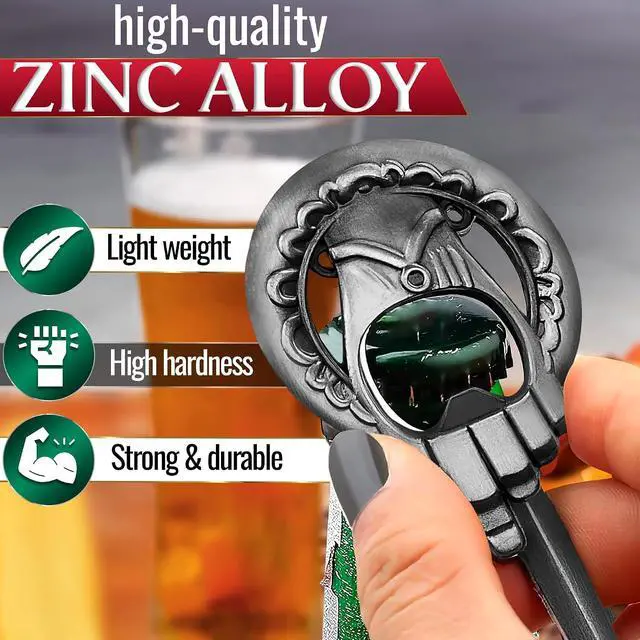 Alt view image 3 of 7 - Hand Bottle Opener, 2 Pcs, Pocket Size, Bronze & Silver Finish, Zinc Alloy | Hand-Shaped Beer Opener Set; 4.6" x 1.9"; Compact, Lightweight Design, Gift Packaging; for Collectors, or Home and Bar Use