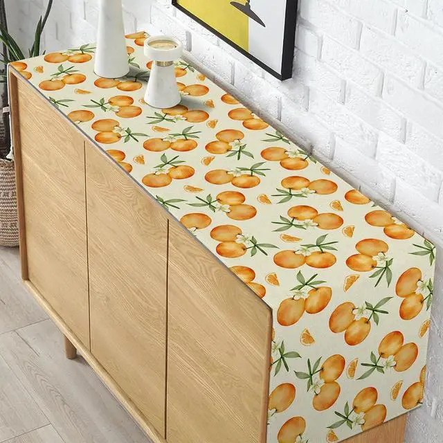 Alt view image 5 of 6 - Pudodo Orange Citrus Table Runner Little Cutie Themed Birthday Baby Shower Spring Summer Party Kitchen Dining Home Decoration (13" x 72")