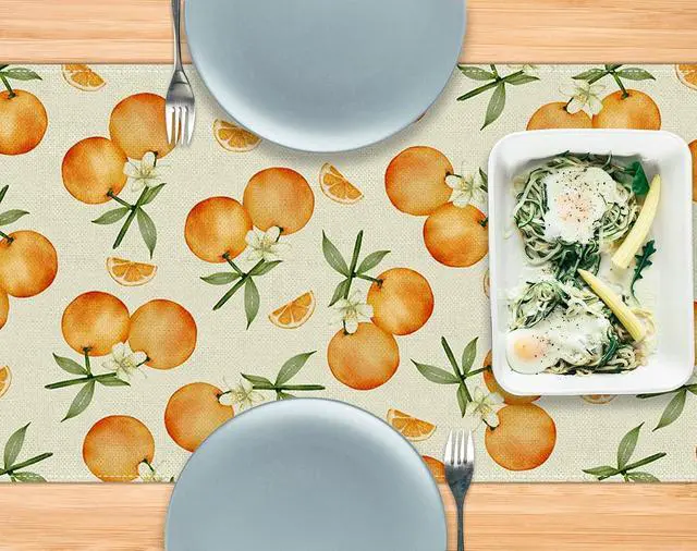 Alt view image 6 of 6 - Pudodo Orange Citrus Table Runner Little Cutie Themed Birthday Baby Shower Spring Summer Party Kitchen Dining Home Decoration (13" x 72")