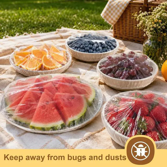 Alt view image 7 of 7 - 300 PCS Reusable Elastic Plastic Bowl Covers for Bread Proofing, Food Covers for Bowls, Plates and Proofing Baskets, Sourdough Bowl Covers, BPA-Free Food Storage Covers for Leftovers