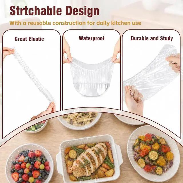 Alt view image 3 of 7 - 300 PCS Reusable Elastic Plastic Bowl Covers for Bread Proofing, Food Covers for Bowls, Plates and Proofing Baskets, Sourdough Bowl Covers, BPA-Free Food Storage Covers for Leftovers