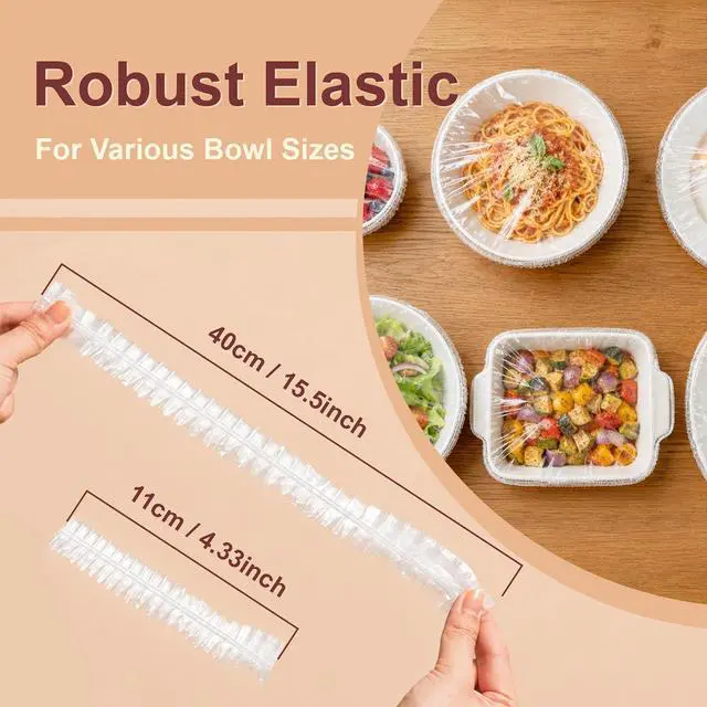 Alt view image 2 of 7 - 300 PCS Reusable Elastic Plastic Bowl Covers for Bread Proofing, Food Covers for Bowls, Plates and Proofing Baskets, Sourdough Bowl Covers, BPA-Free Food Storage Covers for Leftovers