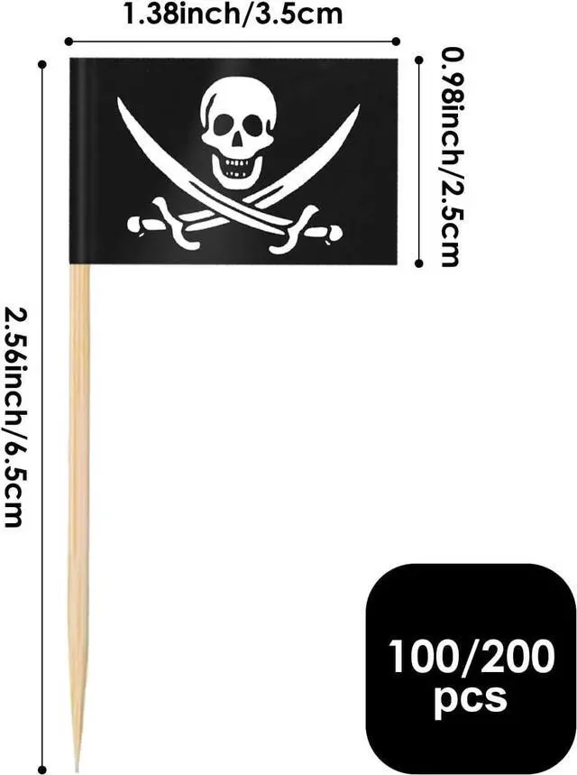 Alt view image 2 of 7 - AhfuLife Pirate Flag Toothpicks - 200 Pcs Sword Toothpicks, Mini Pirate Cupcake Toppers for Party Decorations, Halloween Decorations