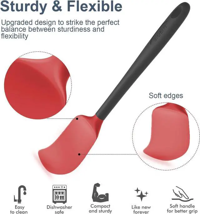 Alt view image 3 of 5 - Silicone Spatula Set, 6 Pieces Food Grade Kitchen Utensils with Silicone Brush Heat Resistant Dishwasher Safe BPA-free Rubber Spatula for Scraping, Baking, Cooking, Mixing (Red)