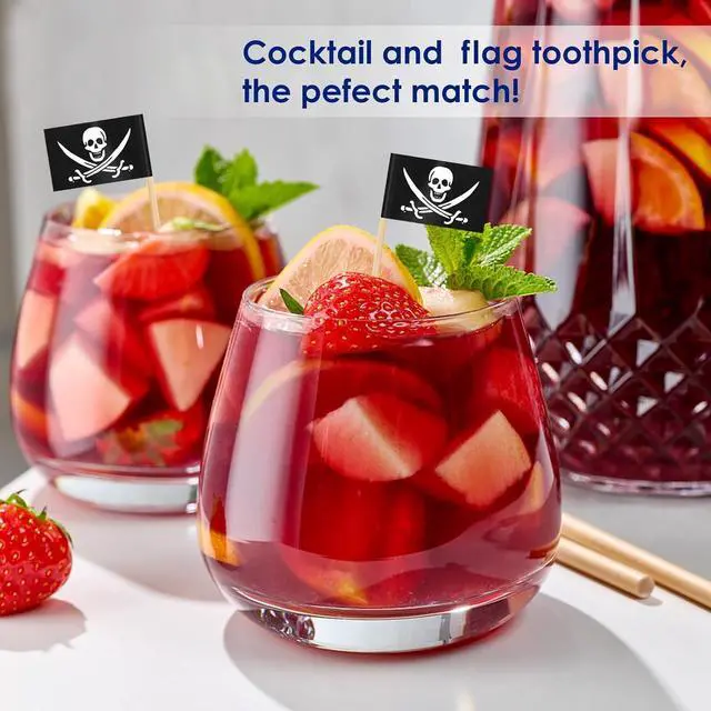 Alt view image 5 of 7 - AhfuLife Pirate Flag Toothpicks - 200 Pcs Sword Toothpicks, Mini Pirate Cupcake Toppers for Party Decorations, Halloween Decorations