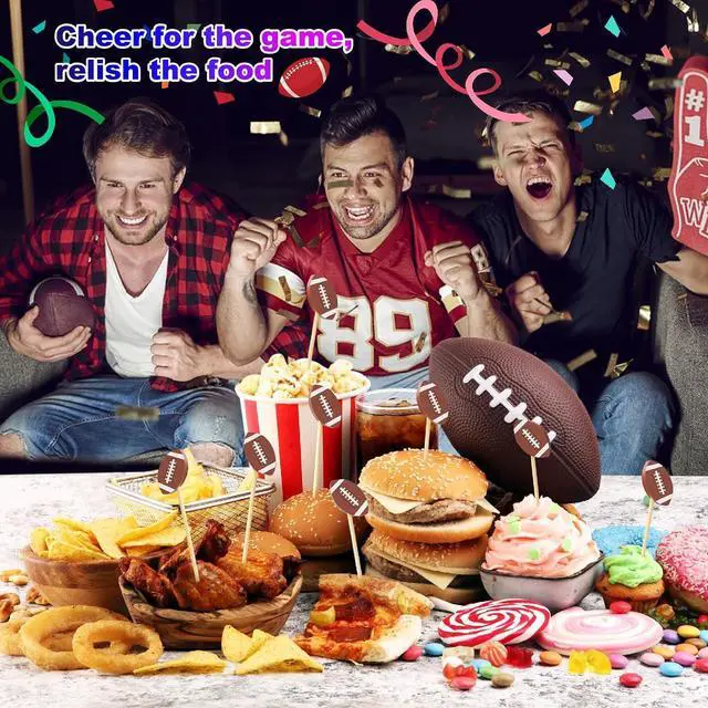 Alt view image 3 of 7 - 100 Football Cocktail Picks, Decorative Fancy Toothpicks for Appetizers Drinks Fruit Food, 4.7 IN Long Bamboo Skewers Charcuterie Sticks for Rugby Ball Super Bowl Party Supplies Football Themed Decor