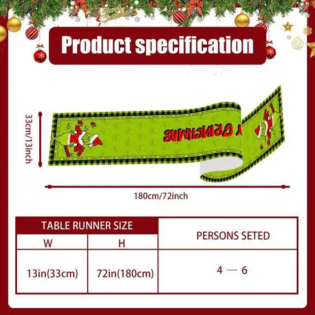 Alt view image 6 of 6 - Christmas Table Runner Xmas Winter Holiday Decorations for Home | Packing List:1 Pc Table Runner; Size:13×72 Inches Long; Material:Polyester; Perfect for Dining Room Table Decor
