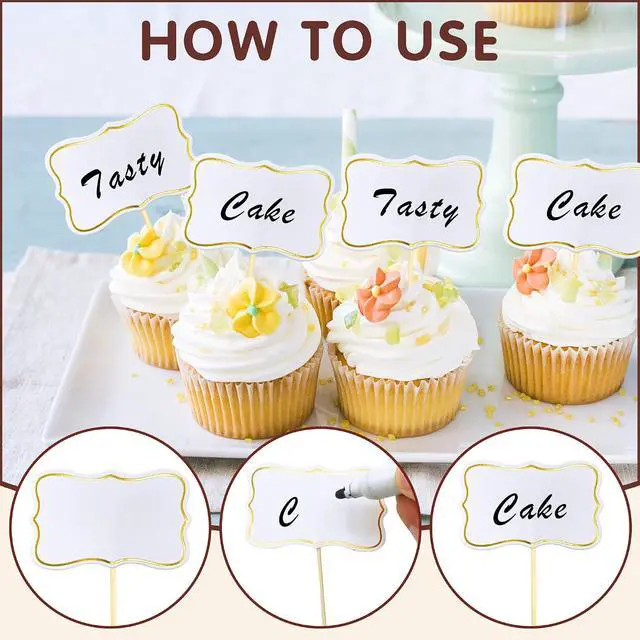 Alt view image 3 of 7 - 56 PCS White Cheese Markers Cake Topper Toothpick Cupcake Toppers for Charcuterie Board Buffet Labels Blank Toothpick Flags Appetizer Signs Cupcake Toppers Picks for Charcuterie Board Decorations