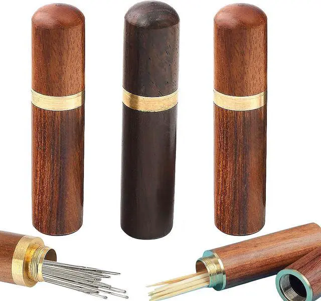 Main image of 3 Pack Wood Toothpick Holder Portable Mini Pocket Tooth Pick Box Handmade Craft Toothpick Dispenser Bucket