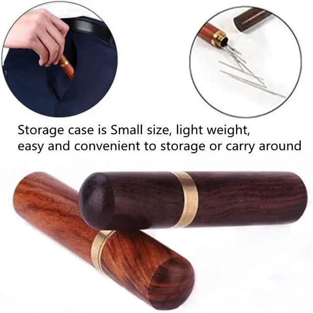 Alt view image 5 of 6 - 3 Pack Wood Toothpick Holder Portable Mini Pocket Tooth Pick Box Handmade Craft Toothpick Dispenser Bucket