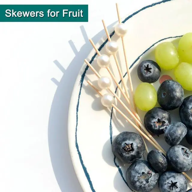 Alt view image 4 of 7 - 100 PCS 4.7 Inch White Pearl Cocktail Picks Skewers for Bridal Shower | Fancy Toothpicks for Appetizers, Desserts Fruit, Wedding Decor Bridal Shower Decorations Charcuterie accessories