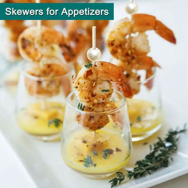 Alt view image 6 of 7 - 100 PCS 4.7 Inch White Pearl Cocktail Picks Skewers for Bridal Shower | Fancy Toothpicks for Appetizers, Desserts Fruit, Wedding Decor Bridal Shower Decorations Charcuterie accessories