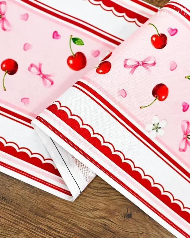 Alt view image 2 of 7 - Letjolt Cherry Table Runner 72 Inches | Birthday Party Decorations, Home Dining Decor, Wedding Table Decor