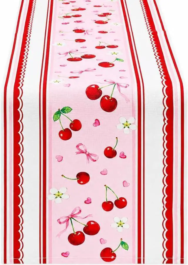 Main image of Letjolt Cherry Table Runner 72 Inches | Birthday Party Decorations, Home Dining Decor, Wedding Table Decor