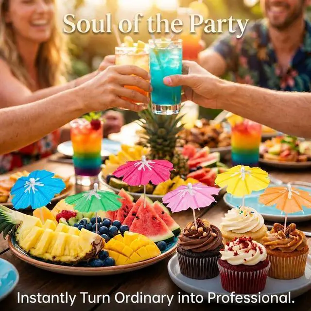 Alt view image 2 of 7 - 100PCS Drink Umbrellas for Cocktail, Party Mini Paper Flower Umbrella Picks | Floral Drink Umbrellas, Tropical Cocktail Umbrella Picks, Hawaiian Luau Party Decorations, Tiki Drink Toppers Skewers