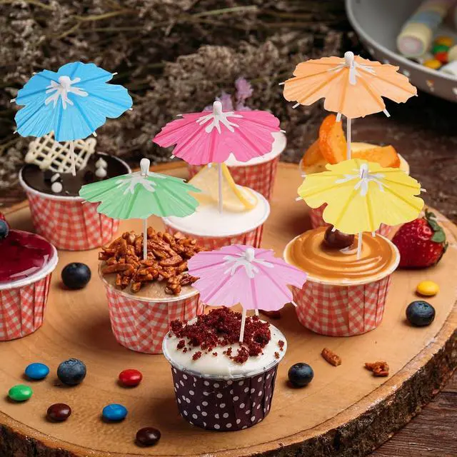 Alt view image 4 of 7 - 100PCS Drink Umbrellas for Cocktail, Party Mini Paper Flower Umbrella Picks | Floral Drink Umbrellas, Tropical Cocktail Umbrella Picks, Hawaiian Luau Party Decorations, Tiki Drink Toppers Skewers