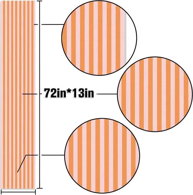 Alt view image 3 of 6 - Italian Summer Cabana Stripe Table Runner Pool Themed Birthday Party Decoration Dining Room Home Kitchen Table Decor (Orange, 13" x 72")