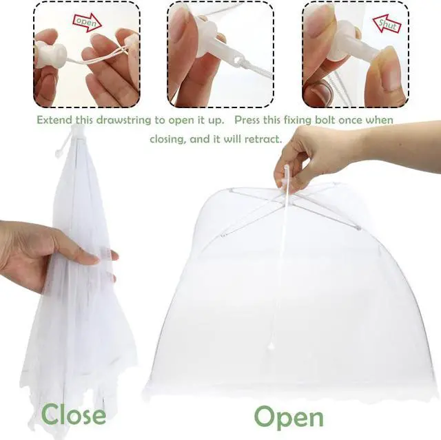 Alt view image 4 of 6 - 4 Pack 14" Pop-Up Mesh Food Covers Collapsible Umbrella Tent for Picnic | Reusable and Collapsible, Umbrella Net Food Tents, Foldable Mesh Screen Tents, For Outdoors Parties Picnics