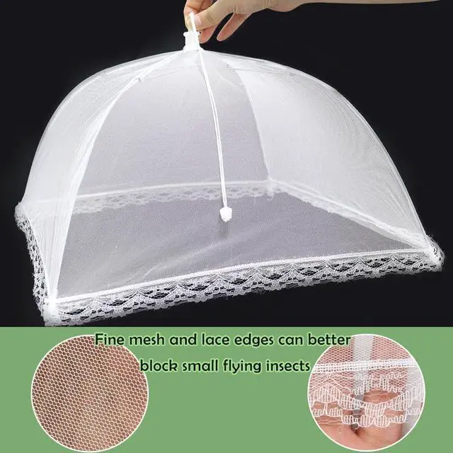 Alt view image 5 of 6 - 4 Pack 14" Pop-Up Mesh Food Covers Collapsible Umbrella Tent for Picnic | Reusable and Collapsible, Umbrella Net Food Tents, Foldable Mesh Screen Tents, For Outdoors Parties Picnics