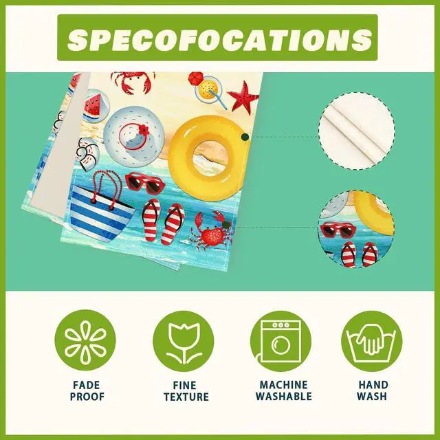 Alt view image 5 of 6 - XCHI Summer Beach Swim Ring Table Runner for Table Decoration 13x72 Inch | Ring Flip Flops Seaside Themed Stylish Home Decor for Party Farmhouse Kitchen Dining Dinner Holiday