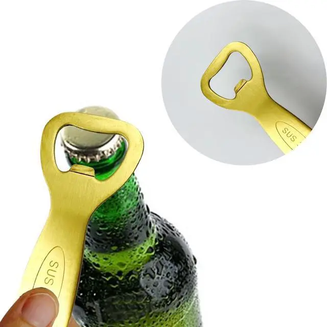 Alt view image 3 of 7 - 2 Pcs Gold Bottle Opener Stainless Steel Can Punch Opener Church Key Can Opener Beer Openers for Bar Kitchen Party, Gift for Men Husband Father Boyfriend